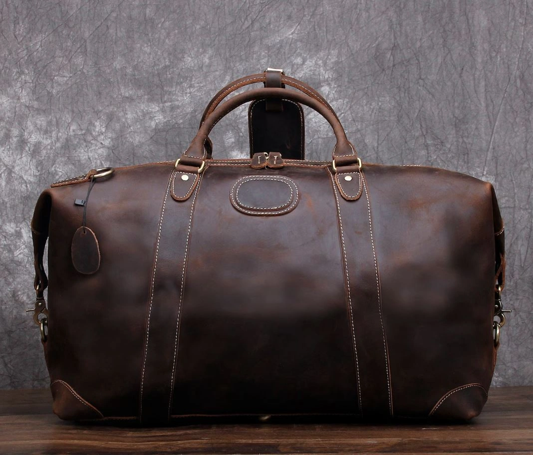 Kivu DArk Brown Leather duffle bag