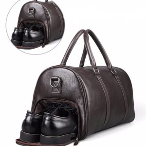 Leather Weekender Bag with Shoe Compartment
