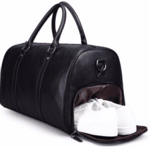 Leather Weekender Bag with Shoe Compartment