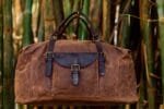 Brown waxed canvas travel bag
