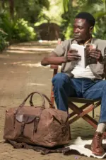 Brown waxed canvas travel bag