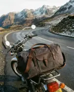 Turubai Waxed canvas duffel on a motorcycle
