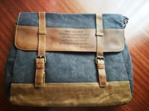 Swara messenger bag engraved