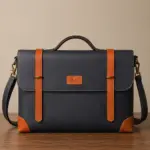 Leather laptop bag on a table
