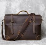 Dark brown leather laptop bag