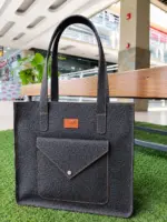 Adanna leather tote in Pebbled Grey