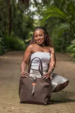 Grey nubuck leather tote for work, travel or daily use