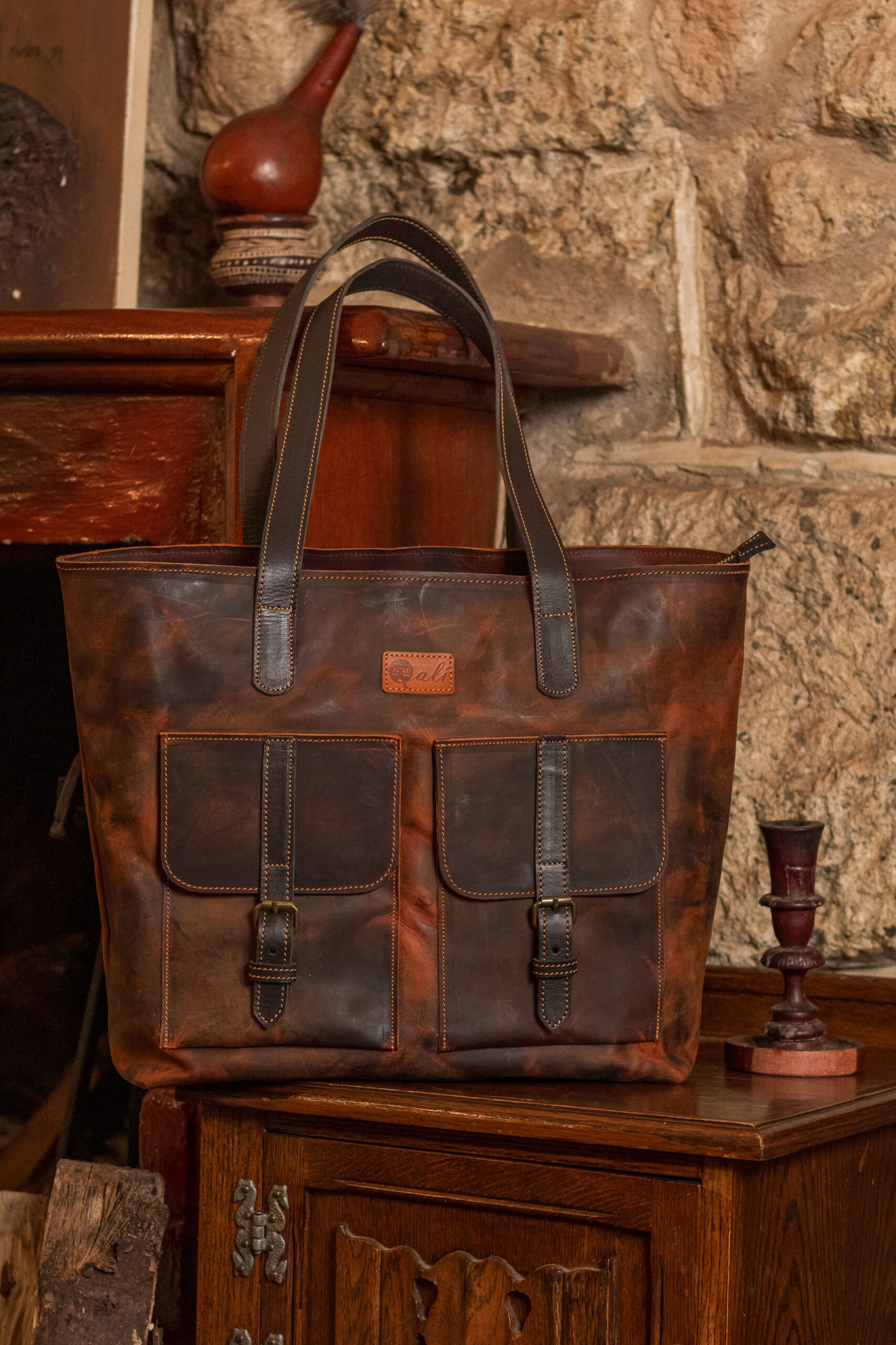 Zuleika leather tote Vintage leather tote