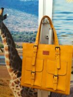 Mustard leather tote