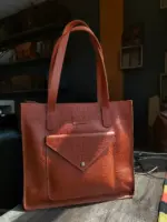 Adanna leather tote in Chestnut or brown color