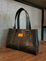 Black leather mini tote