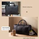 Leather travel bag and laptop bag