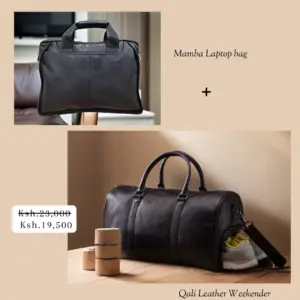 Leather travel bag and laptop bag