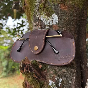 Dark brown Leather Sunglasses bag