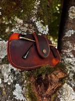 Leather sunglasses holder