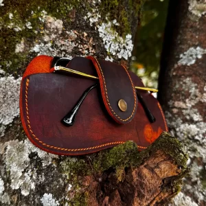Leather sunglasses holder