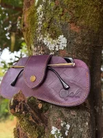 Purple Leathe sunglasses Bag