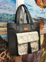 Black leather tote