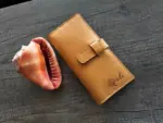 Acacia leather wallet in mustard or yellow