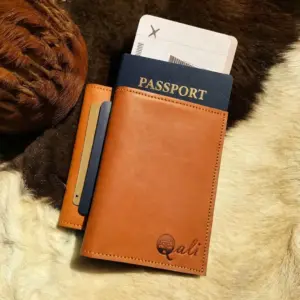 Brown leather passport holder