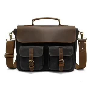 Grey waxed Laptop bag