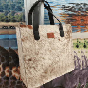 Bantu leather tote hang on a frame