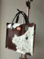 Leather tote with hair on