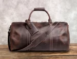 Dark brown leather travel bag