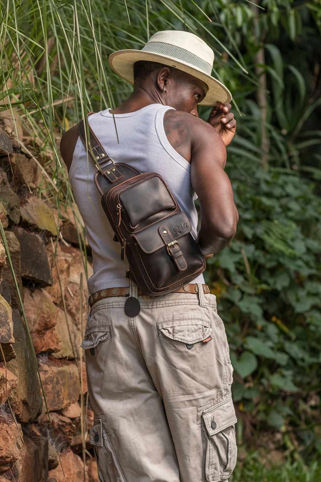 Safari leather crossbody Leather crossbody bag