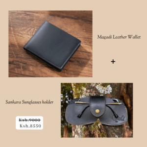 Leather wallet, leather sunglasses holder