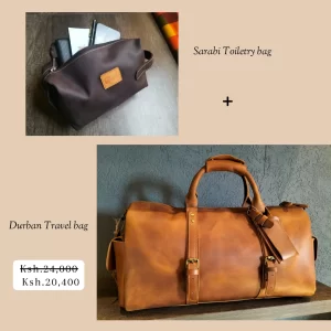 Leather wash bag, leather travel bag