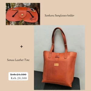 Leather sunglasses holder, leather tote