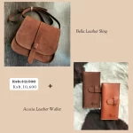 Leather sling and leather wallet
