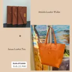 leather wallet, leather tote