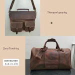 Canvas laptop bag and leather travel bag