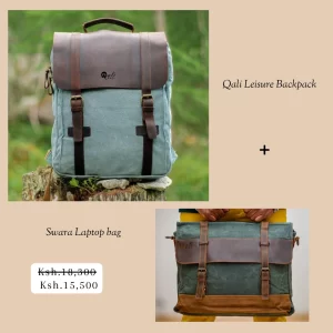 Canvas backpack and canvas laptop bag