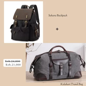 Canvas backpack and canvas travel bag