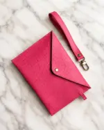 Pink leather pouch