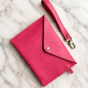 Pink leather pouch
