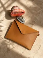 Mustard leather pouch