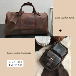 Leather travel bag and leather crossbody