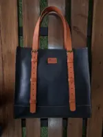Black leather tote for work or travel