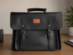 Black leather briefcase