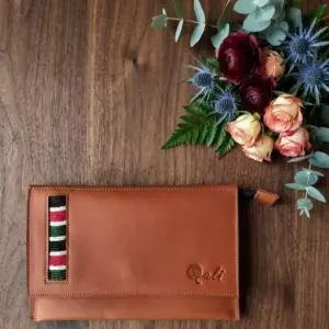 Leather wallet laid on a table