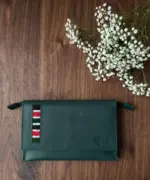 Leather wallet on a table