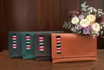 Leather wallets on a table