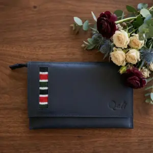 Leather wallet laid on a table