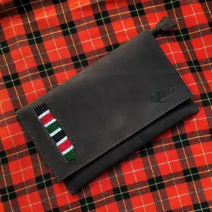 Leather wallet laid on a table