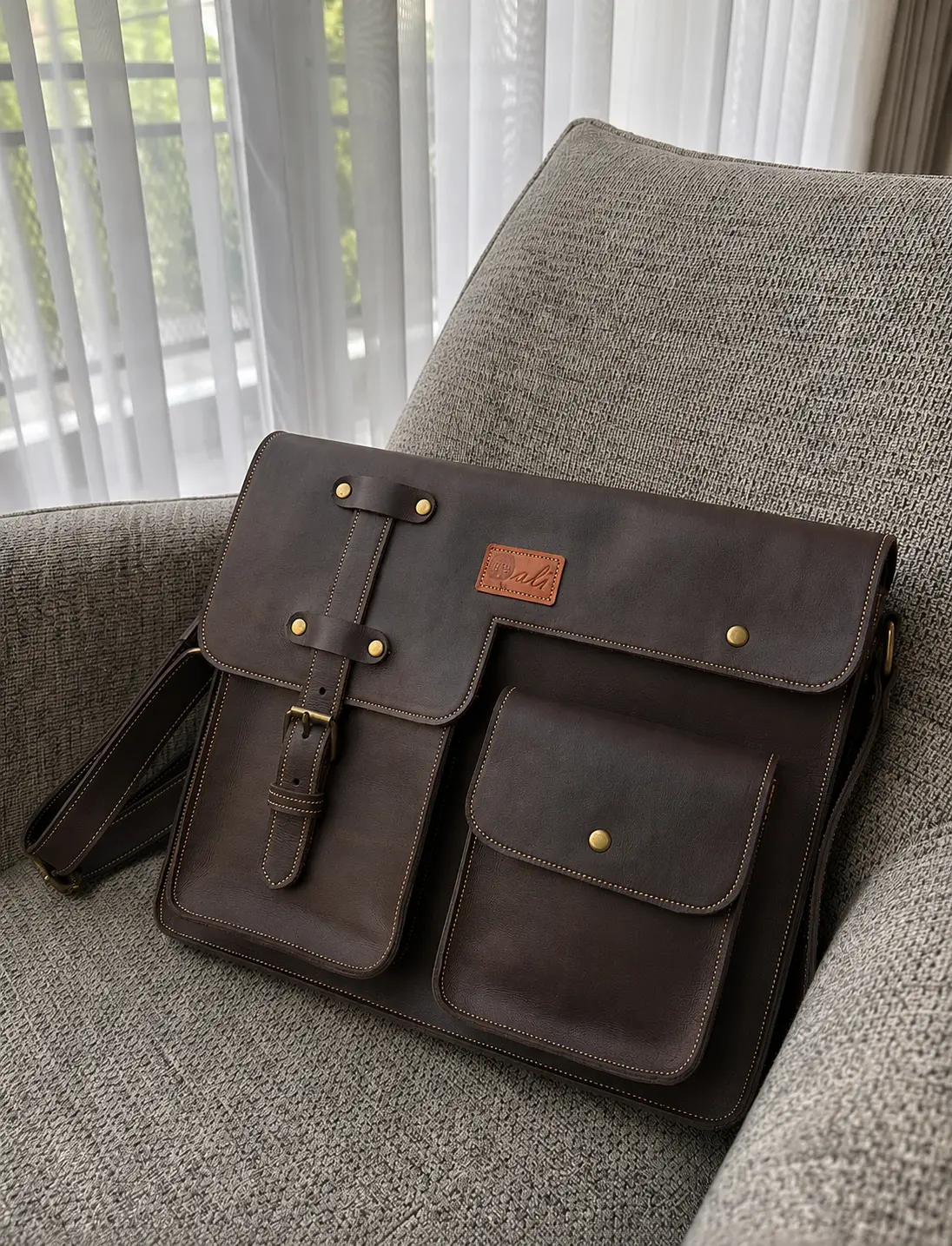 Dark brown Leather briefcase
