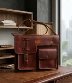 Brown leather briefcase